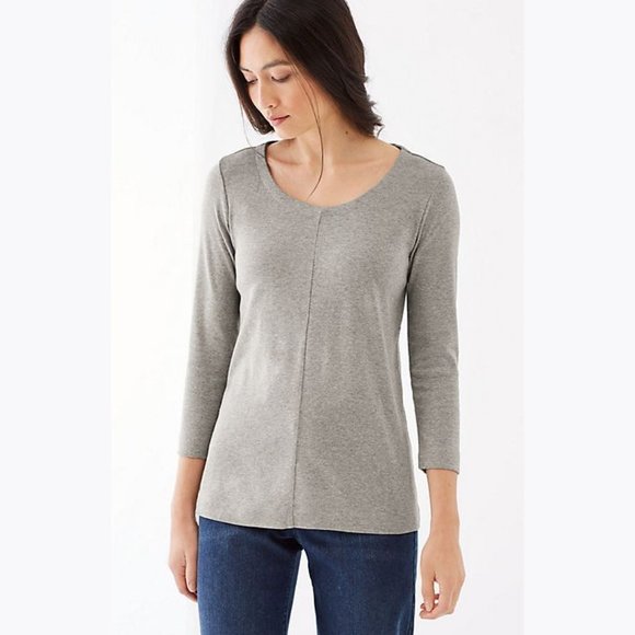 J. Jill Tops Jjill White Perfect Pima 34sleeve Seamed Tee Xl Poshmark